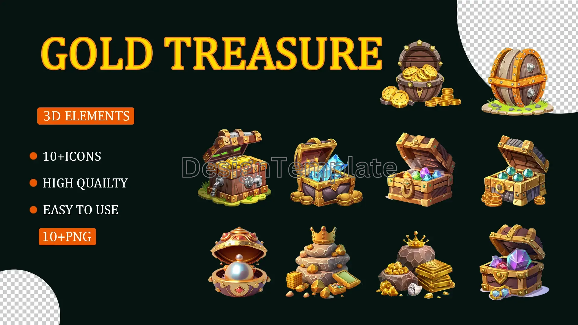 Lustrous Loot Exquisite 3D Gold Treasure Set